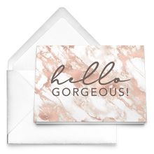 Load image into Gallery viewer, Notecards - Hello Gorgeous (Pink Marble) - The Rose Gold Collection