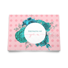 Load image into Gallery viewer, Notecards - Thinking of You (Pink with Turquoise Flowers)
