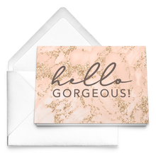 Load image into Gallery viewer, Notecards - Hello Gorgeous (Pink &amp; Gold Marble) - The Rose Gold Collection
