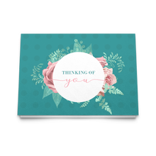 Load image into Gallery viewer, Notecards - Thinking of You (Turquoise with Pink Flowers)
