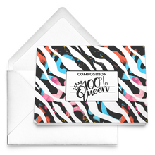 Load image into Gallery viewer, Notecards - 100% Queen - Zebra Graffiti
